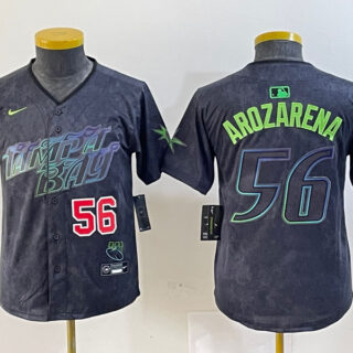 Youth Tampa Bay Rays #56 Randy Arozarena Charcoal 2024 City Connect Limited Stitched Baseball Jersey