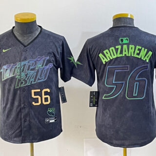 Youth Tampa Bay Rays #56 Randy Arozarena Charcoal 2024 City Connect Limited Stitched Baseball Jersey