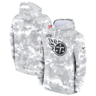 Youth Tennessee Titans 2024 White Gray Salute To Service Pullover Hoodie