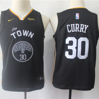 Youth Warriors 30 Stephen Curry Black Youth Statement Edition Nike Swingman Jersey