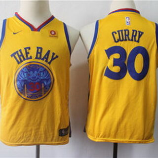 Youth Warriors 30 Stephen Curry Gold City Edition Youth Nike Swingman Jersey