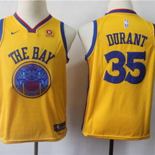 Youth Warriors 35 Kevin Durant Gold City Edition Youth Nike Swingman Jersey