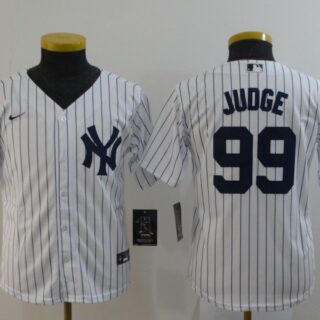Youth Yankees 99 Aaron Judge White Youth 2020 Nike Cool Base Jersey