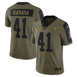 Men's #41 Alvin Kamara New Orleans Saints Olive 2021 Salute To Service Limited Jersey