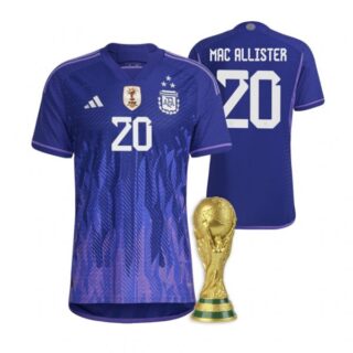 Men's Alexis Mac Allister Argentina National Team Purple Away 3 Stars 2022 World Cup Champions Jersey
