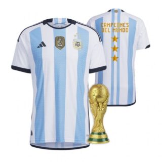 Men's Campeones Del Mundo Argentina National Team White Home 3 Stars 2022 World Cup Champions Jersey