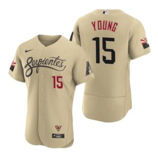 Men's Arizona Diamondbacks #15 Andrew Young Serpientes City Connect Jersey Gold - Stitched