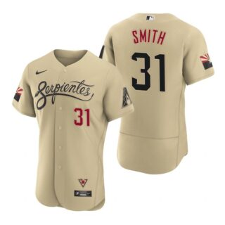 Men's Arizona Diamondbacks #31 Caleb Smith Serpientes City Connect Jersey Gold - Stitched