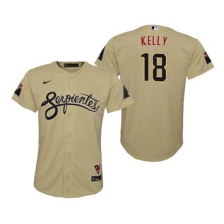 Youth Arizona Diamondbacks #18 Carson Kelly Serpientes City Connect Jersey Gold - Stitched