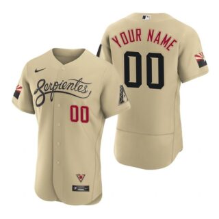 Men's Arizona Diamondbacks Custom Serpientes City Connect Jersey Gold - Stitched