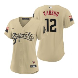 Women Arizona Diamondbacks #12 Daulton Varsho Serpientes City Connect Jersey Gold - Stitched