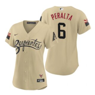 Women Arizona Diamondbacks #6 David Peralta Serpientes City Connect Jersey Gold - Stitched