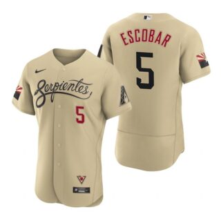 Men's Arizona Diamondbacks #5 Eduardo Escobar Serpientes City Connect Jersey Gold - Stitched