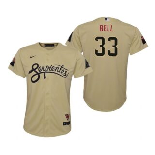 Youth Arizona Diamondbacks #33 Jay Bell Serpientes City Connect Jersey Gold - Stitched