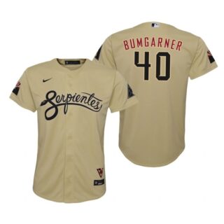 Youth Arizona Diamondbacks #40 Madison Bumgarner Serpientes City Connect Jersey Gold - Stitched