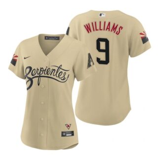 Women Arizona Diamondbacks #9 Matt Williams Serpientes City Connect Jersey Gold - Stitched