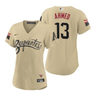 Women Arizona Diamondbacks #13 Nick Ahmed Serpientes City Connect Jersey Gold - Stitched