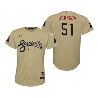 Youth Arizona Diamondbacks #51 Randy Johnson Serpientes City Connect Jersey Gold - Stitched