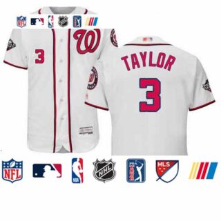ationals #3 Michael Taylor White Flexbase Authentic Collection 2019 World Series Bound Stitched Baseball Jersey