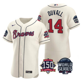 Men's Atlanta Braves Adam Duvall 2021 World Series Stitched Jersey Flex Base Cream