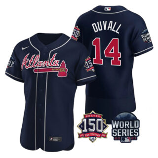 Men's Atlanta Braves Adam Duvall 2021 World Series Stitched Jersey Flex Base Navy