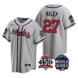 Youth Atlanta Braves Austin Riley 2021 World Series Stitched Jersey Cool Base Gray