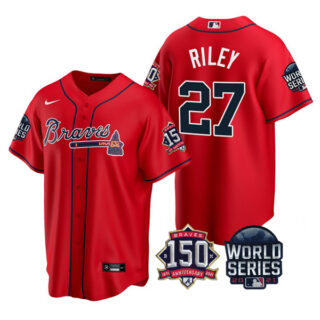 Youth Atlanta Braves Austin Riley 2021 World Series Stitched Jersey Cool Base Red