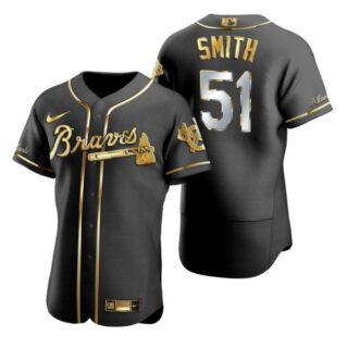 Men's Will Smith Atlanta Braves Flex Base Jersey Black Golden