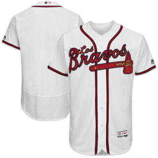 Men's Blank Atlanta Braves Los Bravos Majestic Flex Base Stitched Jersey - White
