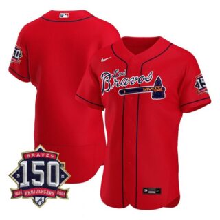 Men's Blank Atlanta Braves Los Bravos Red Stitched Jersey Red