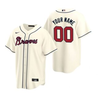Men's Custom Atlanta Braves Cool Base Jersey Cream