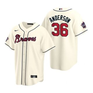 Men's Ian Anderson Atlanta Braves Cool Base All Star Jersey Cream
