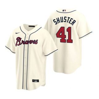 Men's Jared Shuster Atlanta Braves Cool Base Jersey Cream