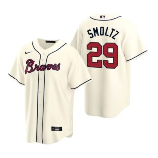 Men's John Smoltz Atlanta Braves Cool Base Jersey Cream