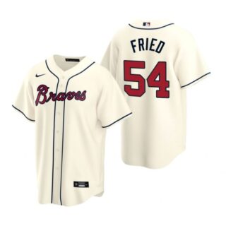 Men's #54 Max Fried Atlanta Braves Cool Base Jersey Cream