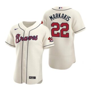 Men's Nick Markakis Atlanta Braves Flex Base Jersey Cream