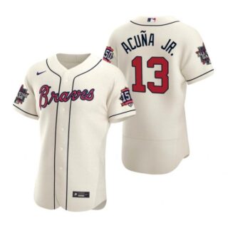 Men's Ronald Acuna Jr. Atlanta Braves Flex Base All Star Jersey Cream
