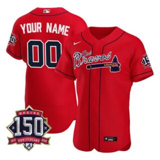 Men's Custom Atlanta Braves Los Bravos Red Stitched Jersey Red