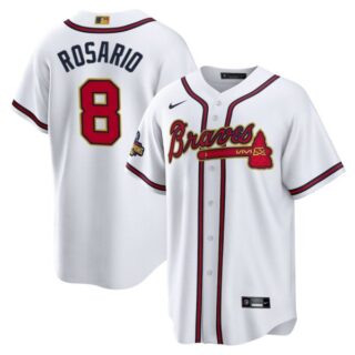 Youth Atlanta Braves Eddie Rosario 2022 Gold Program White Stitched Jersey