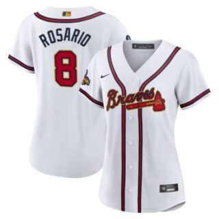 Women's Atlanta Braves Eddie Rosario 2022 Gold Program White Stitched Jersey