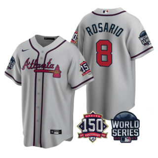 Youth Atlanta Braves Eddie Rosario 2021 World Series Stitched Jersey Cool Base Gray