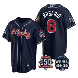Youth Atlanta Braves Eddie Rosario 2021 World Series Stitched Jersey Cool Base Navy