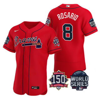 Men's Atlanta Braves Eddie Rosario 2021 World Series Stitched Jersey Flex Base Red