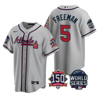 Youth Atlanta Braves Freddie Freeman 2021 World Series Stitched Jersey Cool Base Gray