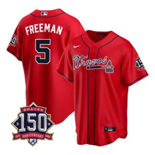 Youth #5 Freddie Freeman Atlanta Braves Los Bravos Red Stitched Jersey