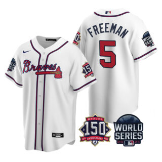 Youth Atlanta Braves Freddie Freeman 2021 World Series Stitched Jersey Cool Base White Home