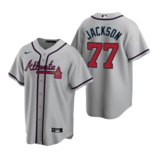 Men's #77 Luke Jackson Atlanta Braves Cool Base Jersey Gray