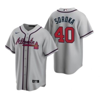 Men's #40 Mike Soroka Atlanta Braves Cool Base Jersey Gray
