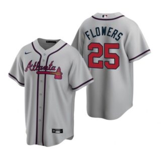 Men's Tyler Flowers Atlanta Braves Cool Base Jersey Gray