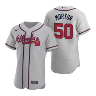Men's #50 Charlie Morton Atlanta Braves Flex Base Jersey Gray